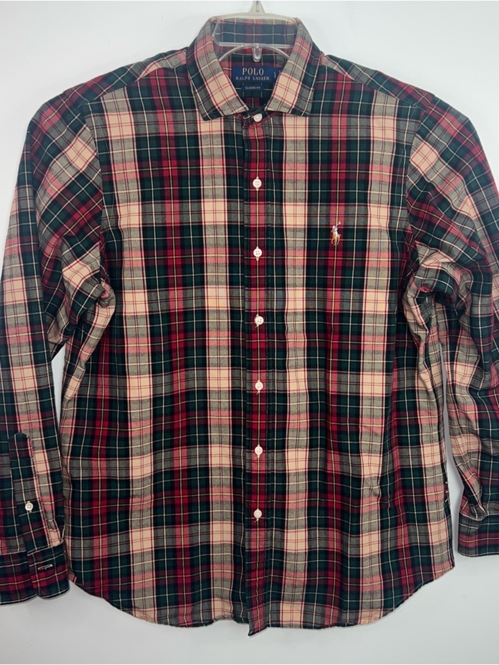 Polo Ralph Lauren Classic Fit Plaid Button-Down Shirt Red Green Tartan Men’s L - Picture 3 of 14